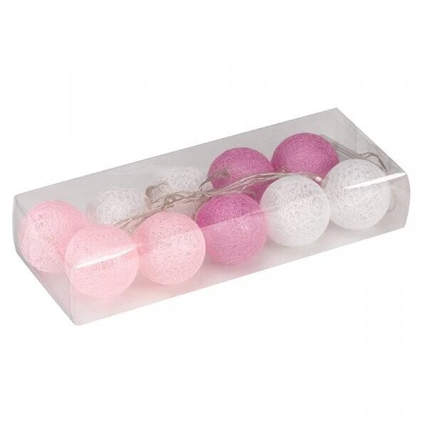 Lichtslinger Cotton Balls 8 Cm - Wit/roos 3 Lichtslinger Cotton Balls 8 Cm - Wit/roos