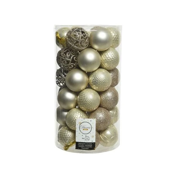 Kerstballenmix Ø 6 Cm - Pearl - Set Van 37 Stuks 3 Kerstballenmix Ø 6 Cm - Pearl - Set Van 37 Stuks