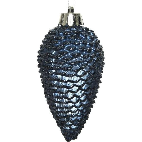 Dennenappels 8 Cm - Nachtblauw - Set Van 6 Stuks 3 Dennenappels 8 Cm - Nachtblauw - Set Van 6 Stuks