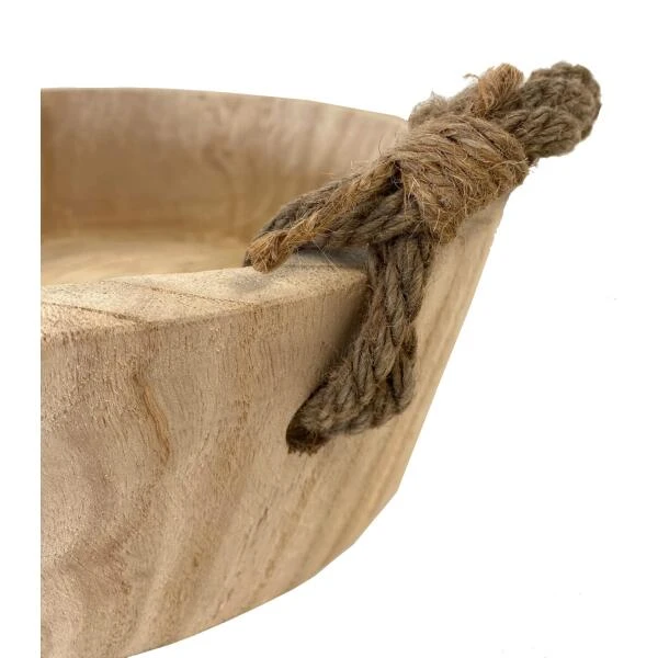 Bowl In Hout Met Jute Handgrepen - Ø 29 × 10 Cm 6 Bowl In Hout Met Jute Handgrepen - Ø 29 × 10 Cm - Afbeelding 4