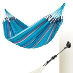 LA SIESTA Tweepersoonshangmat Brisa Outdoor - Zeeblauw -Tuingereedschap Winkel brisa wave double classic hammock outdoor 1609770123 212 600