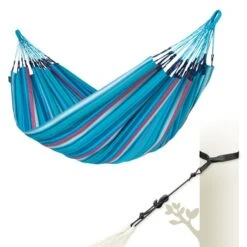 LA SIESTA Tweepersoonshangmat Brisa Outdoor - Zeeblauw -Tuingereedschap Winkel brisa wave double classic hammock outdoor 1609770123 213 600