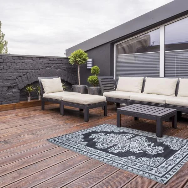 ESSCHERT DESIGN Tuintapijt Perzisch Zwart/wit 180 × 120cm 7 ESSCHERT DESIGN Tuintapijt Perzisch Zwart/wit 180 × 120cm - Afbeelding 5