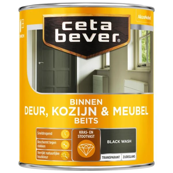 Cetabever Binnenbeits Deur, Kozijn & Meubel Transparant Zijdeglans, Black Wash - 750 Ml 3 Cetabever Binnenbeits Deur, Kozijn & Meubel Transparant Zijdeglans, Black Wash - 750 Ml