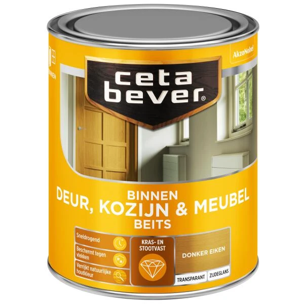 Cetabever Binnenbeits Deur, Kozijn & Meubel Transparant Zijdeglans, Donker Eiken - 750 Ml 3 Cetabever Binnenbeits Deur, Kozijn & Meubel Transparant Zijdeglans, Donker Eiken - 750 Ml