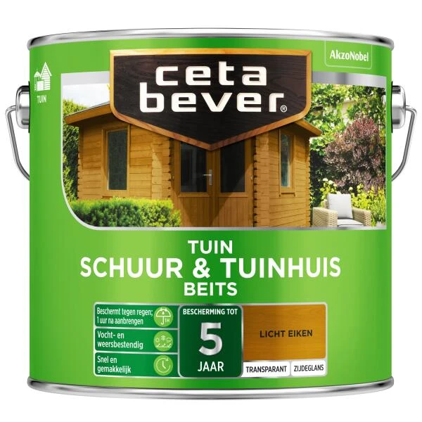 Cetabever Tuinbeits Schuur & Tuinhuis Transparant, Licht Eiken - 2,5 L 3 Cetabever Tuinbeits Schuur & Tuinhuis Transparant, Licht Eiken - 2,5 L