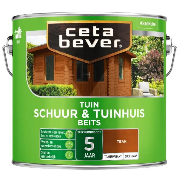 Cetabever Tuinbeits Schuur & Tuinhuis Transparant, Teak - 2,5 L 3 Cetabever Tuinbeits Schuur & Tuinhuis Transparant, Teak - 2,5 L