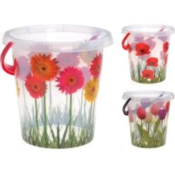 Emmer Met Bloemen - 12 L - Set Van 3 Stuks