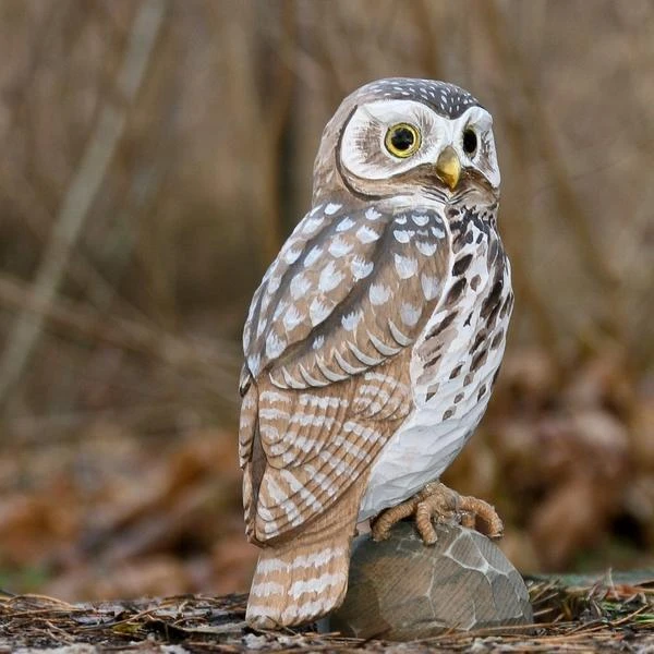 Steenuil In Lindenhout - Handgemaakt 4 Steenuil In Lindenhout - Handgemaakt - Afbeelding 2