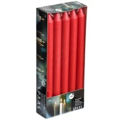 Huishoudkaarsen Rood H 24 Cm - Set Van 10 Stuks