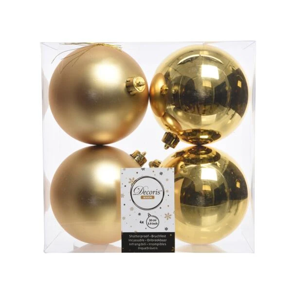 Kerstbal Ø 10 Cm - Goud - Set Van 4 Stuks 3 Kerstbal Ø 10 Cm - Goud - Set Van 4 Stuks