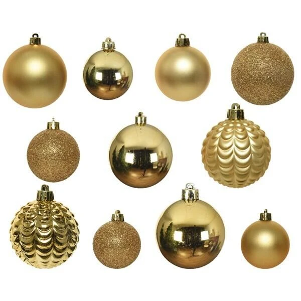 Kerstballenmix - Goudkleurig - Set Van 100 Stuks 4 Kerstballenmix - Goudkleurig - Set Van 100 Stuks - Afbeelding 2