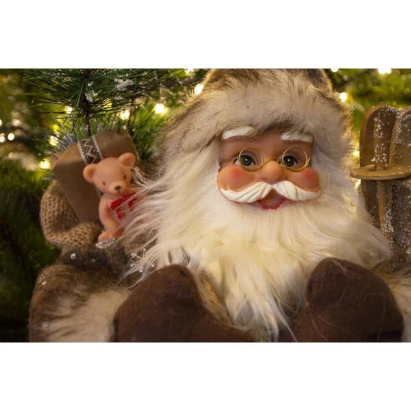 Kerstman Staand Bruin 30 Cm 4 Kerstman Staand Bruin 30 Cm - Afbeelding 2