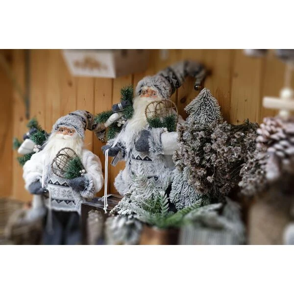 Kerstman Staand Grijs 60 Cm 4 Kerstman Staand Grijs 60 Cm - Afbeelding 2