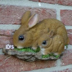 Konijn Met Jong - Muurplaat -Tuingereedschap Winkel konijn met jong wanddeco 1529655872 2 600