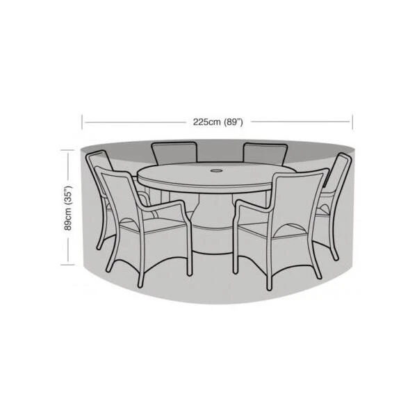 Hoes Voor Tuinmeubelen - Ronde Tafel + 6 Stoelen 3 Hoes Voor Tuinmeubelen - Ronde Tafel + 6 Stoelen