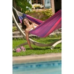 LA SIESTA Eénpersoonshangmat Orquídea - Paars 7 LA SIESTA Eénpersoonshangmat Orquídea - Paars -Tuingereedschap Winkel orqudea purple cotton single classic hammock 1609770119 106 600