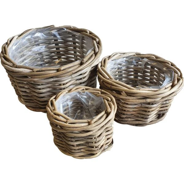 Rieten Manden - Set Van 3 Stuks 3 Rieten Manden - Set Van 3 Stuks