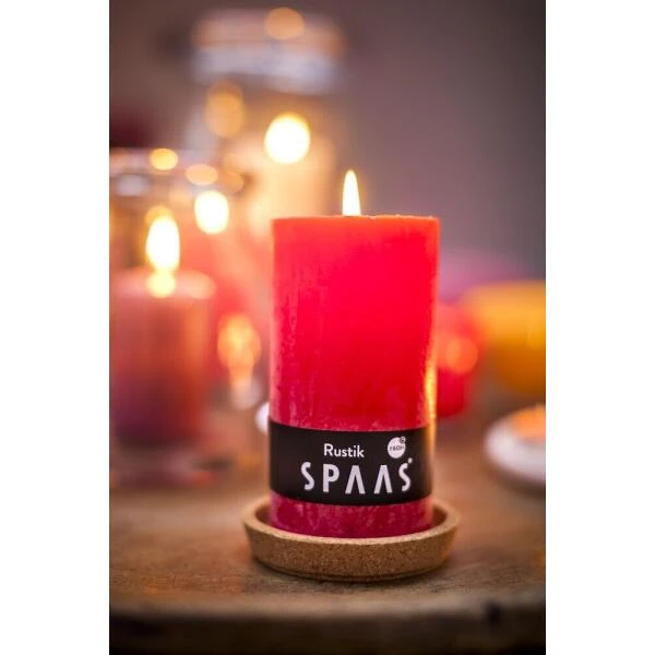 Rustieke Cilinderkaars Rood - 60 Uren 4 Rustieke Cilinderkaars Rood - 60 Uren - Afbeelding 2