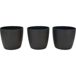 Set Bloempot Ella Ø 7 Cm - Mat Antraciet - Set Van 3 Stuks