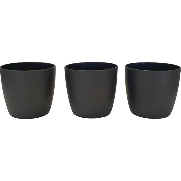 Set Bloempot Ella Ø 7 Cm - Mat Antraciet - Set Van 3 Stuks 3 Set Bloempot Ella Ø 7 Cm - Mat Antraciet - Set Van 3 Stuks