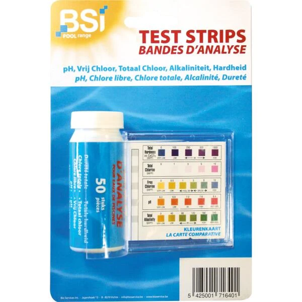 BSI Test Strips Voor Zwembadwater - Set Van 50 Stuks 3 BSI Test Strips Voor Zwembadwater - Set Van 50 Stuks