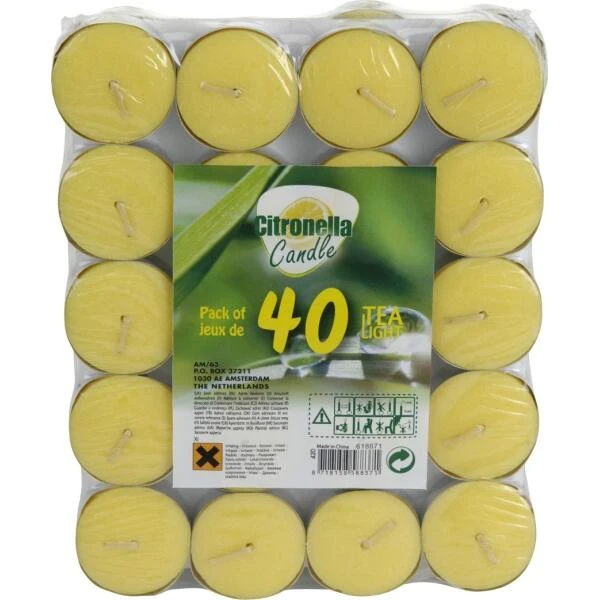 Theelichtjes Citronella - Set Van 40 Stuks 3 Theelichtjes Citronella - Set Van 40 Stuks