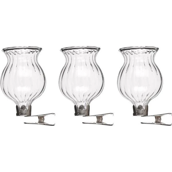 MICA Glazen Vaasjes Met Bevestigingsclip - Set Van 3 Stuks 3 MICA Glazen Vaasjes Met Bevestigingsclip - Set Van 3 Stuks