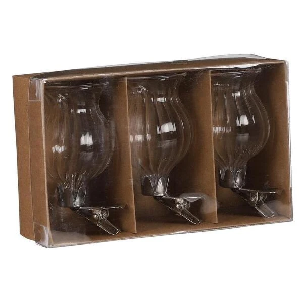 MICA Glazen Vaasjes Met Bevestigingsclip - Set Van 3 Stuks 4 MICA Glazen Vaasjes Met Bevestigingsclip - Set Van 3 Stuks - Afbeelding 2