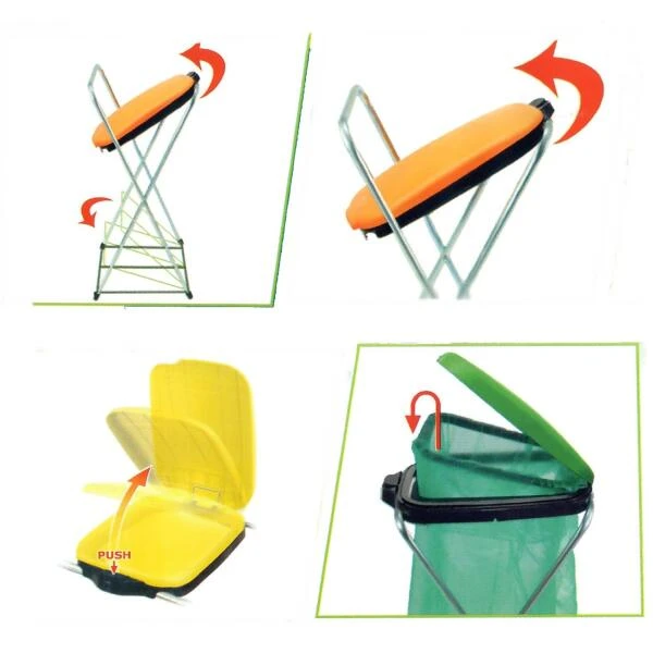 Vuilniszakhouder - 3 Deksels 4 Vuilniszakhouder - 3 Deksels - Afbeelding 2