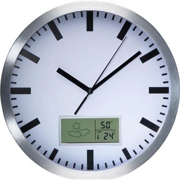 Wandklok Aluminium Met LCD- Display 3 Wandklok Aluminium Met LCD- Display